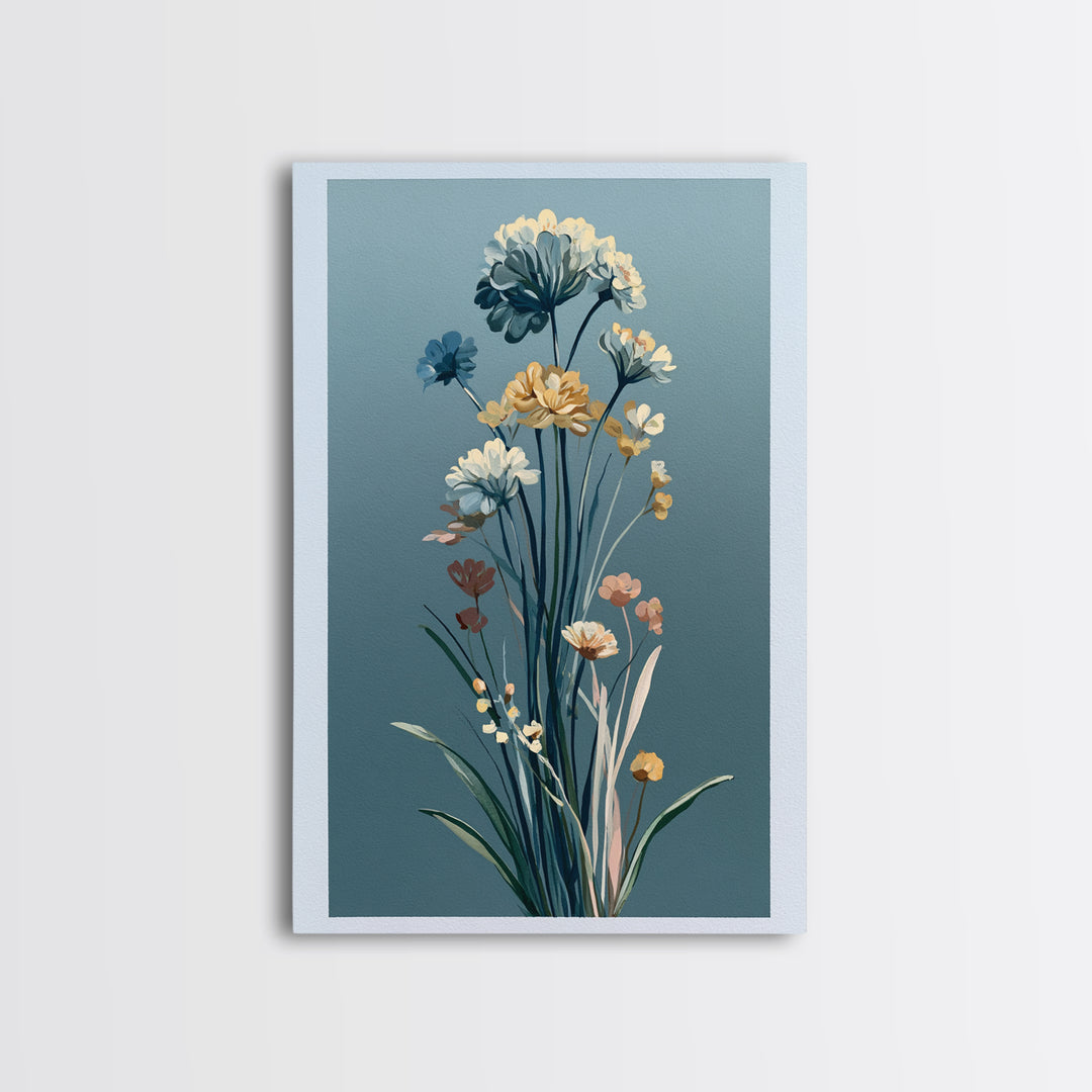 Minimal Meadow Flowers Framed Canvas Print, Scandinavian Art, Printable Wall Art, Living Room Decor, Fine Art, Nordic, SCA-2x3-42