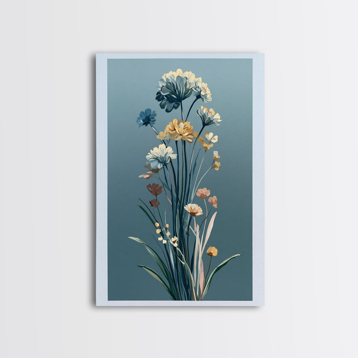 Minimal Meadow Flowers Framed Canvas Print, Scandinavian Art, Printable Wall Art, Living Room Decor, Fine Art, Nordic, SCA-2x3-42