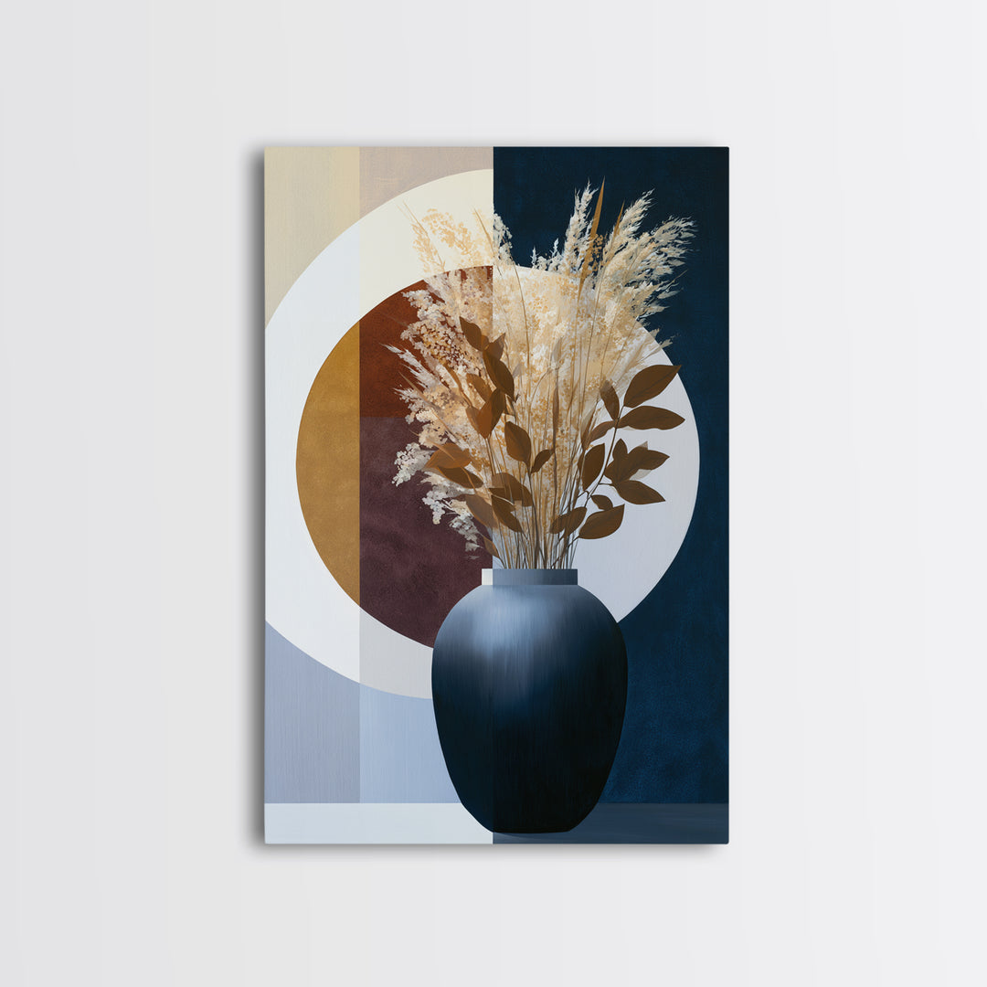 Ceramic Vase with Dried Grasses Canvas Print, Scandinavian Art, Boho Wall Art, Living Room Decor, Nordic, Modern Decor, SCA-2x3-45