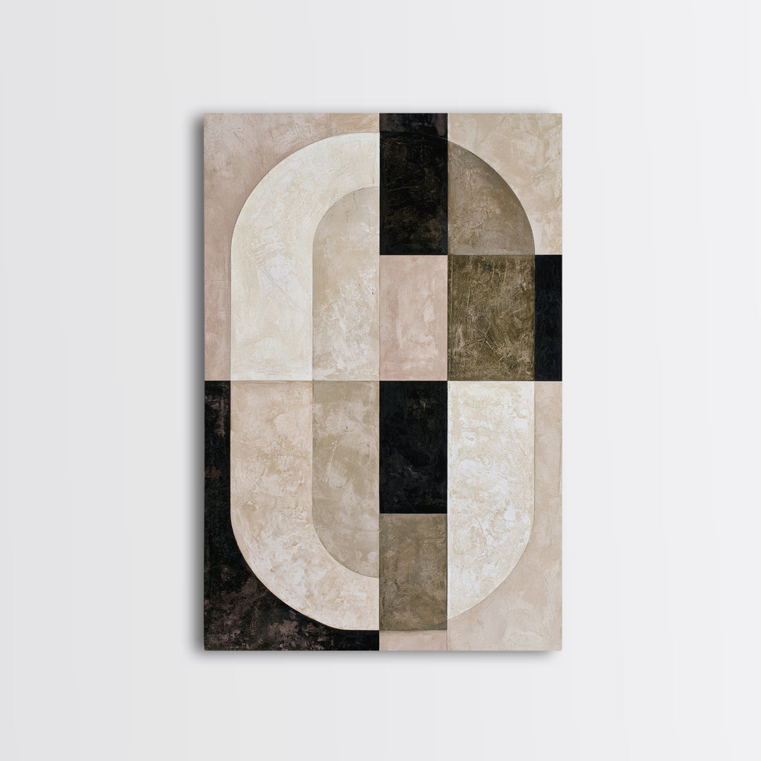 Abstract Arch Shapes Framed Canvas Print, Scandinavian Art, Mid Century Modern, Living Room Decor, Nordic, Boho Wall Art, SCA-2x3-46