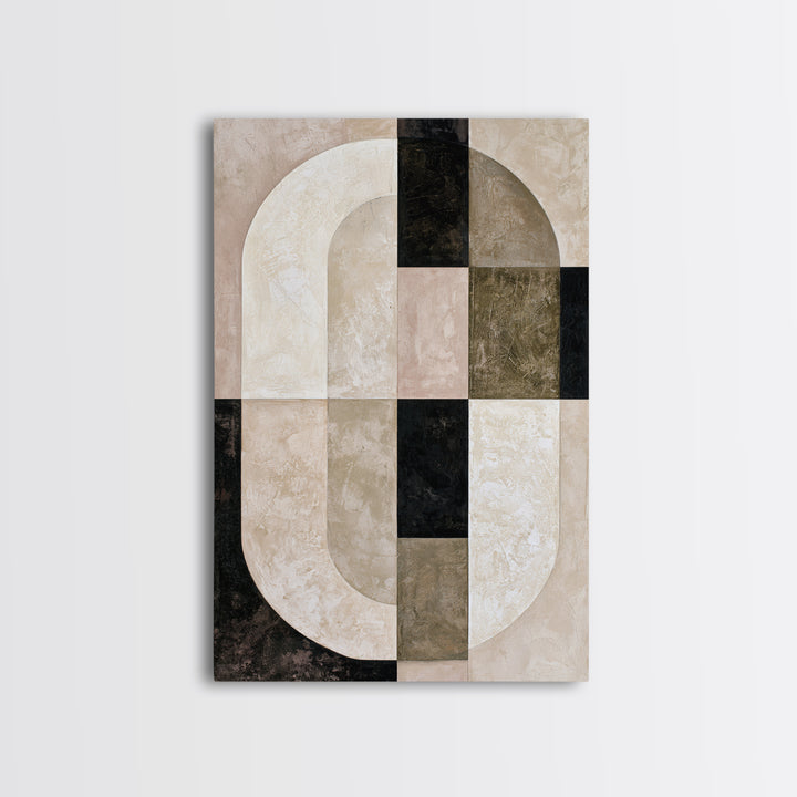 Abstract Arch Shapes Framed Canvas Print, Scandinavian Art, Mid Century Modern, Living Room Decor, Nordic, Boho Wall Art, SCA-2x3-46