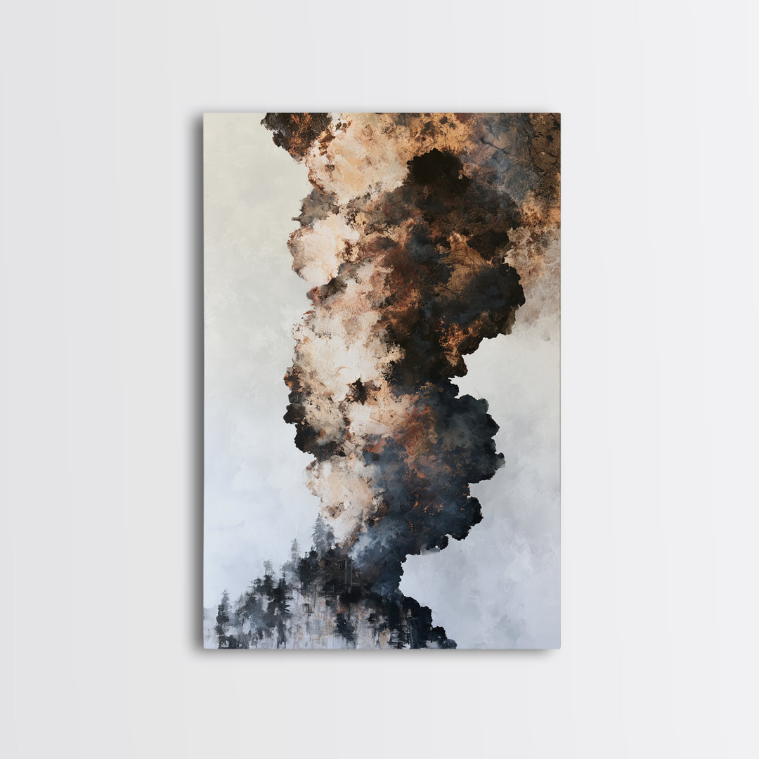 Winter Cabin Smoke Canvas Print, Scandinavian Art, Christmas Decor, Living Room Decor, Fine Art, Nordic, Wall Art Print, SCA-2x3-50