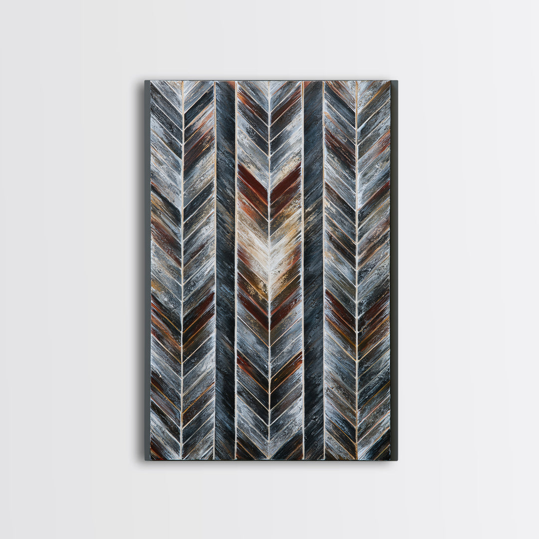 Herringbone Monochrome Pattern Framed Canvas Print, Scandinavian Art, Decor, Living Room Decor, Fine Art, Nordic, Printable Art, SCA-2x3-6