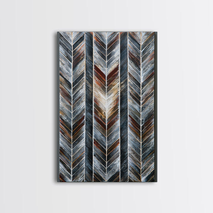 Herringbone Monochrome Pattern Framed Canvas Print, Scandinavian Art, Decor, Living Room Decor, Fine Art, Nordic, Printable Art, SCA-2x3-6