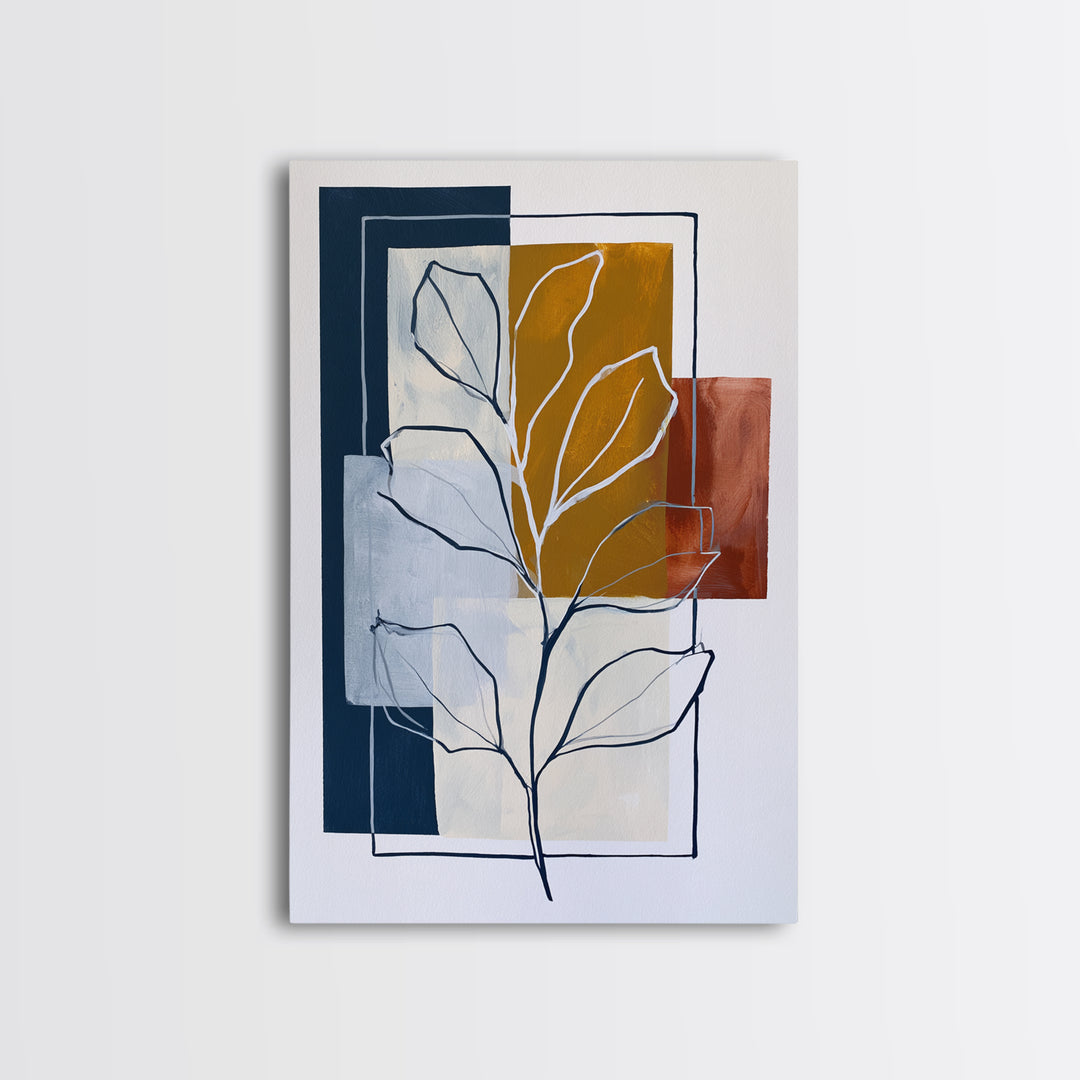 Pale Oak Botanical Line Drawing Canvas Print, Scandinavian Art, Boho Decor, Living Room Decor, Fine Art, Nordic, Luxury Decor, SCA-2x3-61