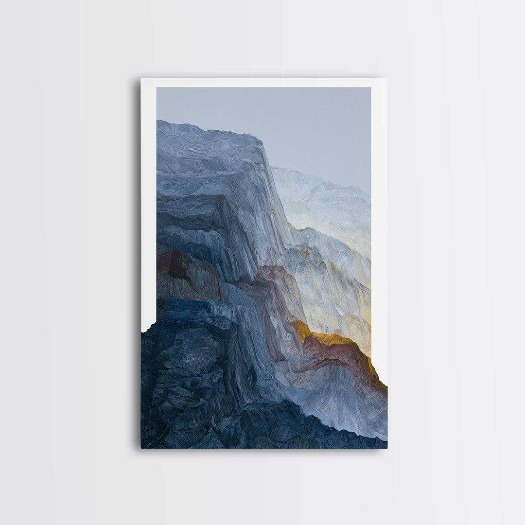 Muted Mountain Layers Framed Canvas Print, Scandinavian Art, Abstract Art, Living Room Decor, Nordic, Abstract Painting, SCA-2x3-64