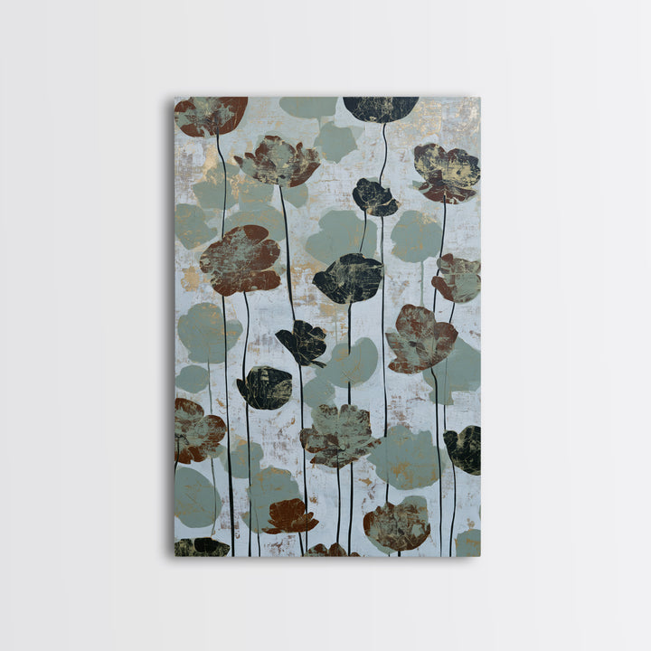 Minimal Meadow Flowers Canvas Print, Scandinavian Art, Large Wall Art, Living Room Decor, Nordic, Living Room Wall Art, SCA-2x3-66