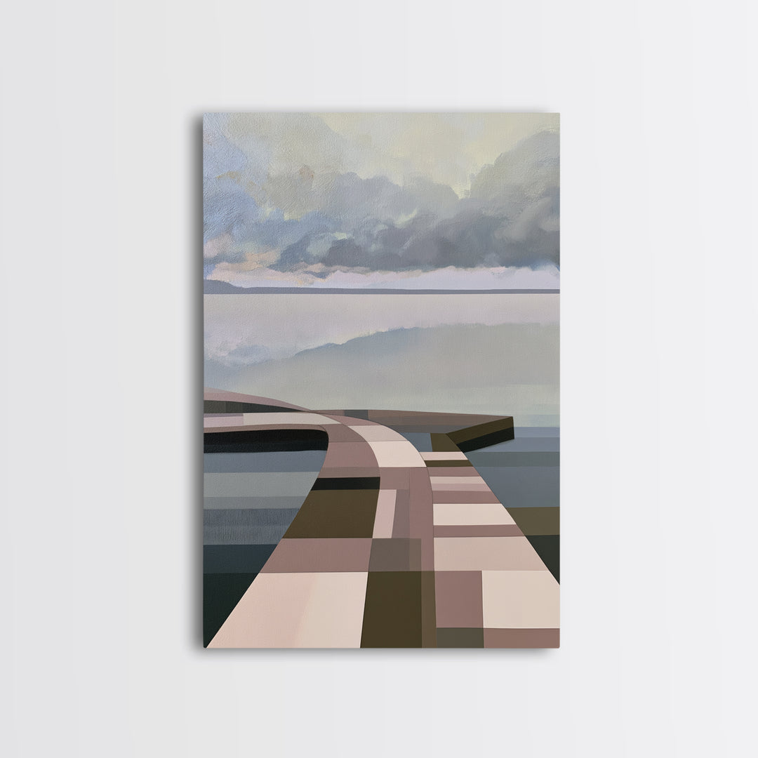 Calm Lake Dock Canvas Print, Scandinavian Art, Modern Art, Living Room Decor, Oil Painting, Nordic, Contemporary Art, SCA-2x3-71