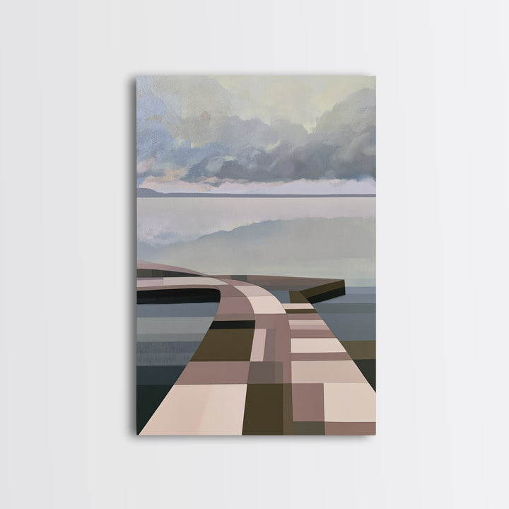Calm Lake Dock Canvas Print, Scandinavian Art, Modern Art, Living Room Decor, Oil Painting, Nordic, Contemporary Art, SCA-2x3-71