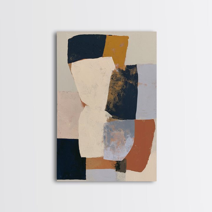 Soft Beige Geometric Abstraction Framed Canvas Print, Scandinavian Art, Room Decor, Living Room Decor, Fine Art, Nordic, SCA-2x3-83