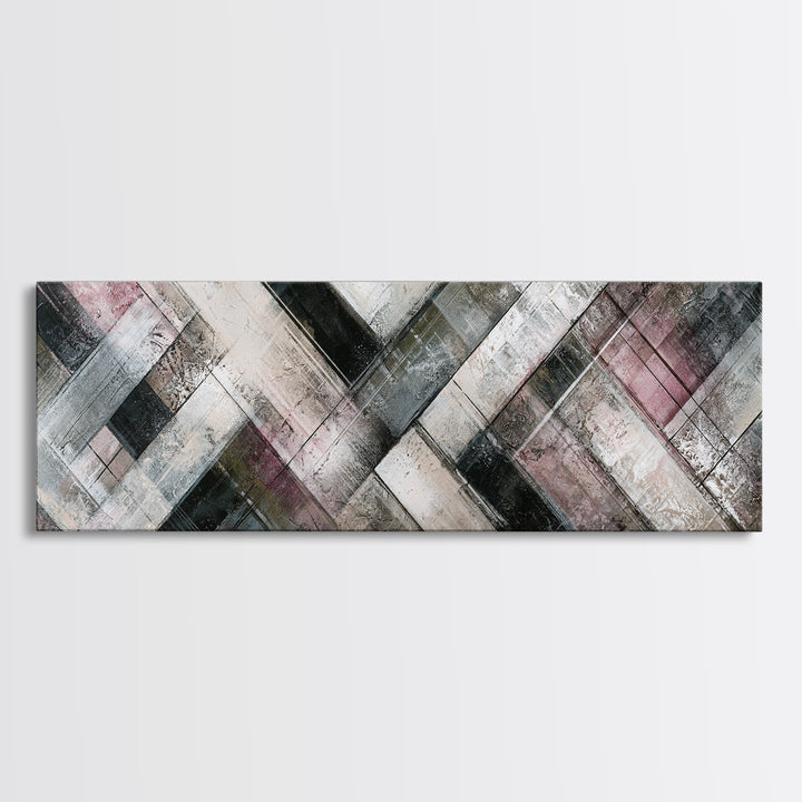 Herringbone Monochrome Pattern Canvas Print, Scandinavian Art, Luxury Decor, Living Room Decor, Fine Art, Nordic, SCA-3x1-14