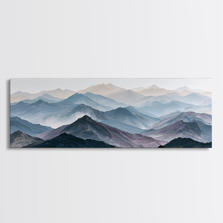 Muted Mountain Layers Canvas Print, Scandinavian Art, Modern Art, Living Room Decor, Fine Art, Nordic, Contemporary Art, SCA-3x1-24
