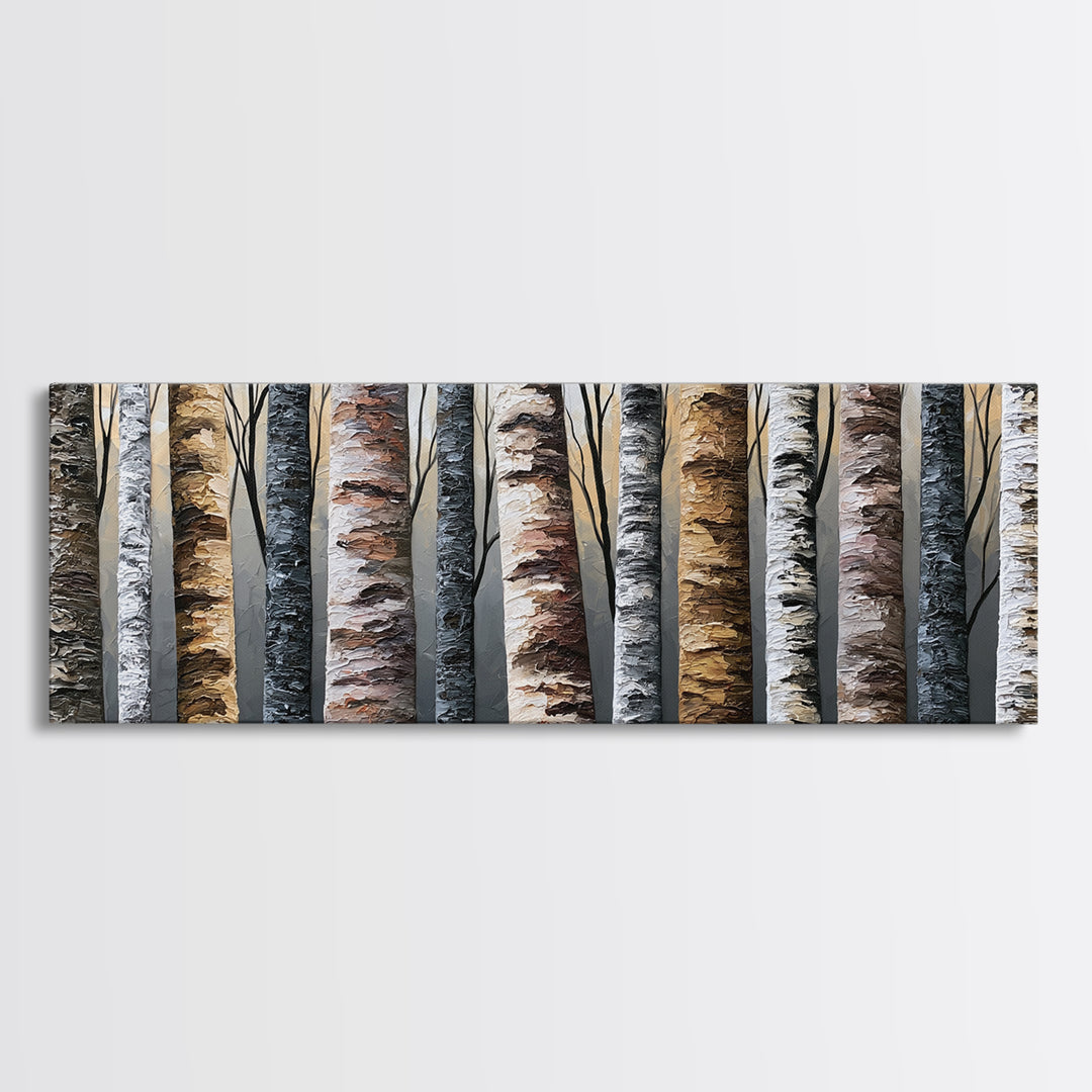 Birch Tree Trunks Canvas Print, Scandinavian Art, Modern Decor, Living Room Decor, Abstract Art, Nordic, Wall Decor, Art Print, SCA-3x1-25