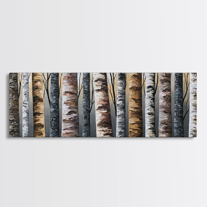 Birch Tree Trunks Canvas Print, Scandinavian Art, Modern Decor, Living Room Decor, Abstract Art, Nordic, Wall Decor, Art Print, SCA-3x1-25
