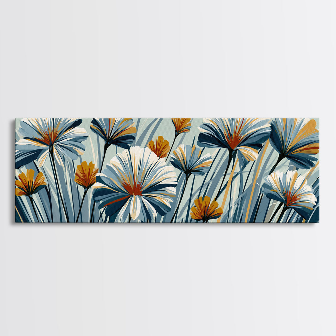 Minimal Meadow Flowers Canvas Print, Scandinavian Art, Boho Wall Art, Living Room Decor, Fine Art, Nordic, Modern Decor, SCA-3x1-26