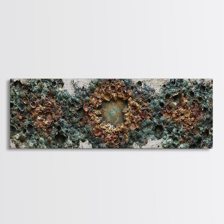 Simple Mushroom and Moss Forest Study Canvas Print, Scandinavian Art, Modern Decor, Living Room Decor, Oil Painting, Nordic, SCA-3x1-40