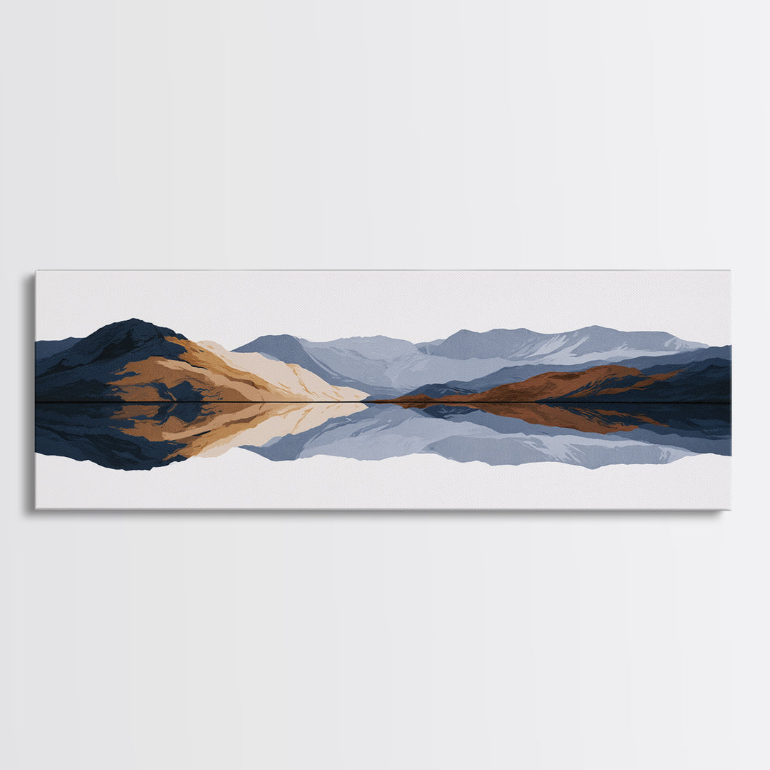 Minimal Fjord Landscape Canvas Print, Scandinavian Art, Boho Decor, Living Room Decor, Fine Art, Nordic, Luxury Decor, SCA-3x1-42