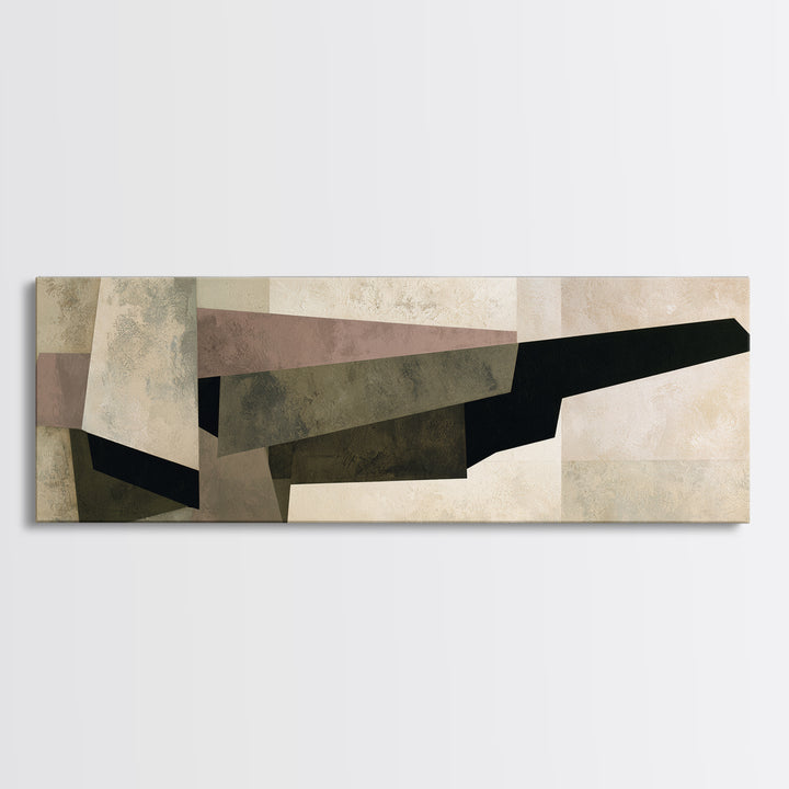 Soft Beige Geometric Abstraction Canvas Print, Scandinavian Art, Original Painting, Living Room Decor, Abstract Art, Nordic, SCA-3x1-43