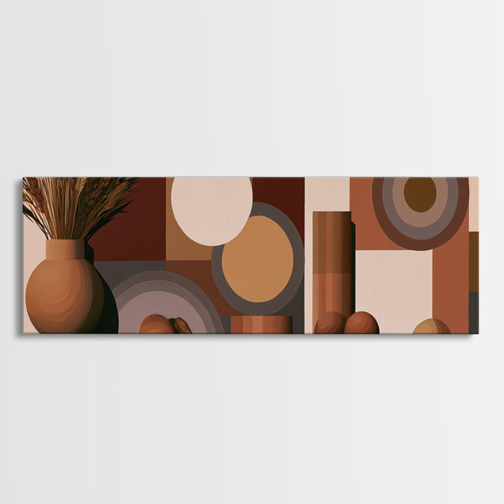 Ceramic Vase with Dried Grasses Framed Canvas Print, Scandinavian Art, Fine Art Print, Living Room Decor, Fine Art, Nordic, SCA-3x1-53