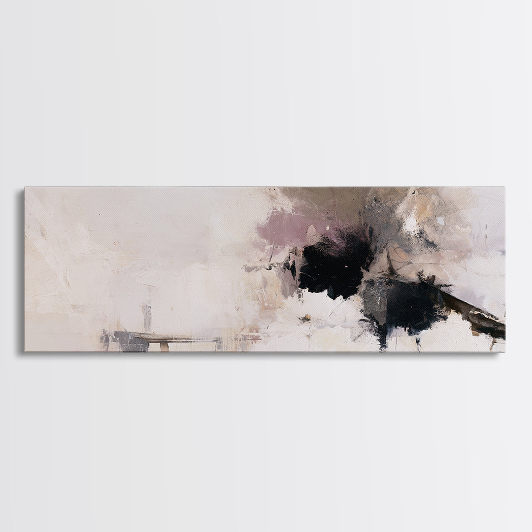 Calm Lake Dock Framed Canvas Print, Scandinavian Art, Living Room Decor, Oil Painting, Nordic, Abstract Wall Art, SCA-3x1-55
