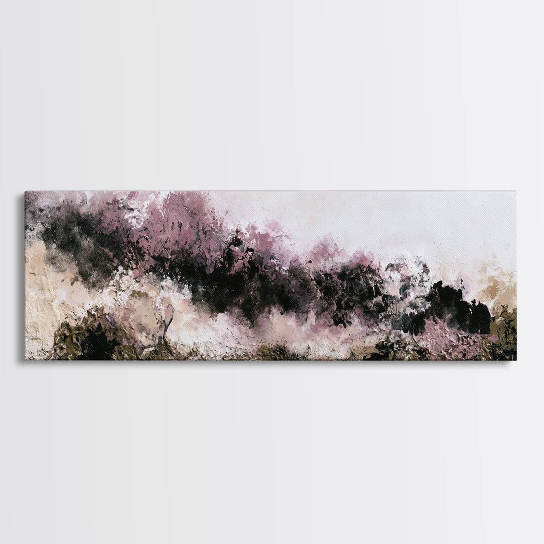 Winter Cabin Smoke Framed Canvas Print, Scandinavian Art, Modern Wall Art, Living Room Decor, Nordic, Statement Artwork, SCA-3x1-58
