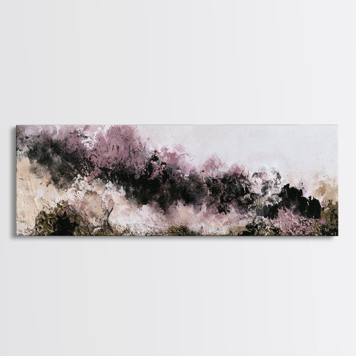 Winter Cabin Smoke Framed Canvas Print, Scandinavian Art, Modern Wall Art, Living Room Decor, Nordic, Statement Artwork, SCA-3x1-58