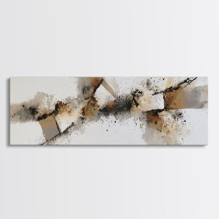 Soft Wool Texture Abstract Framed Canvas Print, Scandinavian Art, Mid Century Modern, Living Room Decor, Abstract Art, Nordic, SCA-3x1-59