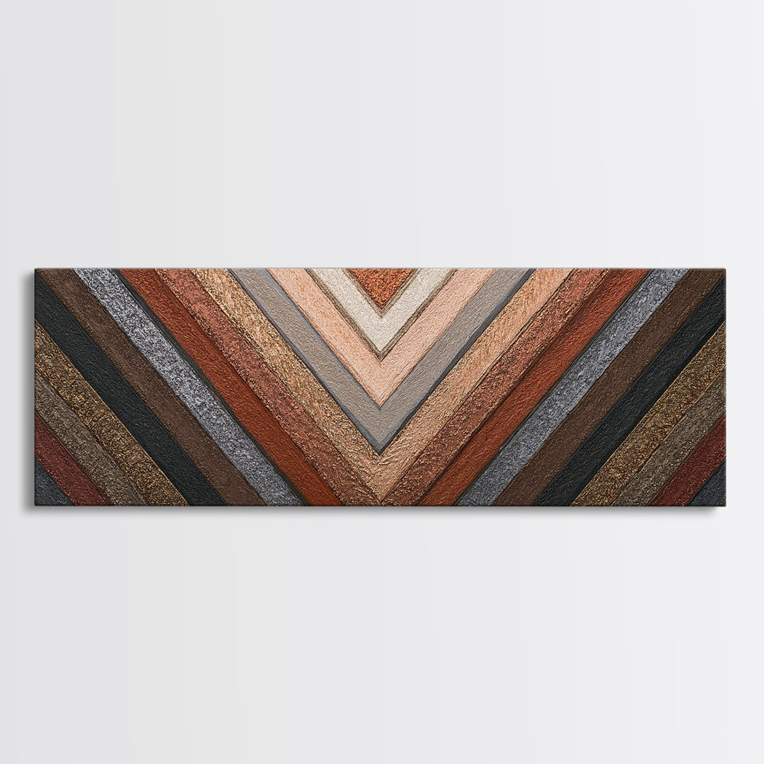 Herringbone Monochrome Pattern Canvas Print, Scandinavian Art, Minimalist Decor, Living Room Decor, Oil Painting, Nordic, SCA-3x1-62