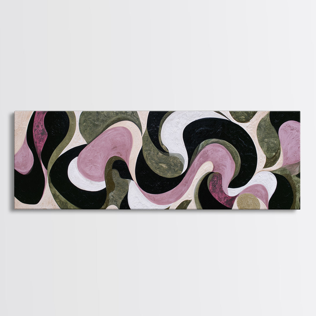 Simple Mushroom and Moss Forest Study Framed Canvas Print, Scandinavian Art, Textured Painting, Living Room Decor, Nordic, SCA-3x1-64