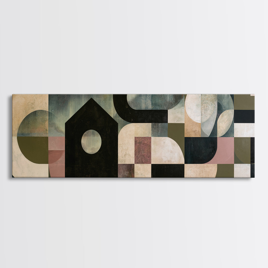Simple Black House Shape Canvas Print, Scandinavian Art, Printable Art, Living Room Decor, Fine Art, Nordic, Modern Art, SCA-3x1-71