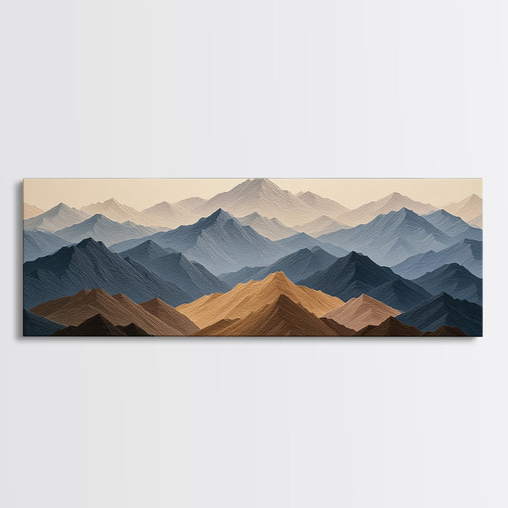 Muted Mountain Layers Framed Canvas Print, Scandinavian Art, Decor, Living Room Decor, Fine Art, Nordic, Printable Art, SCA-3x1-72