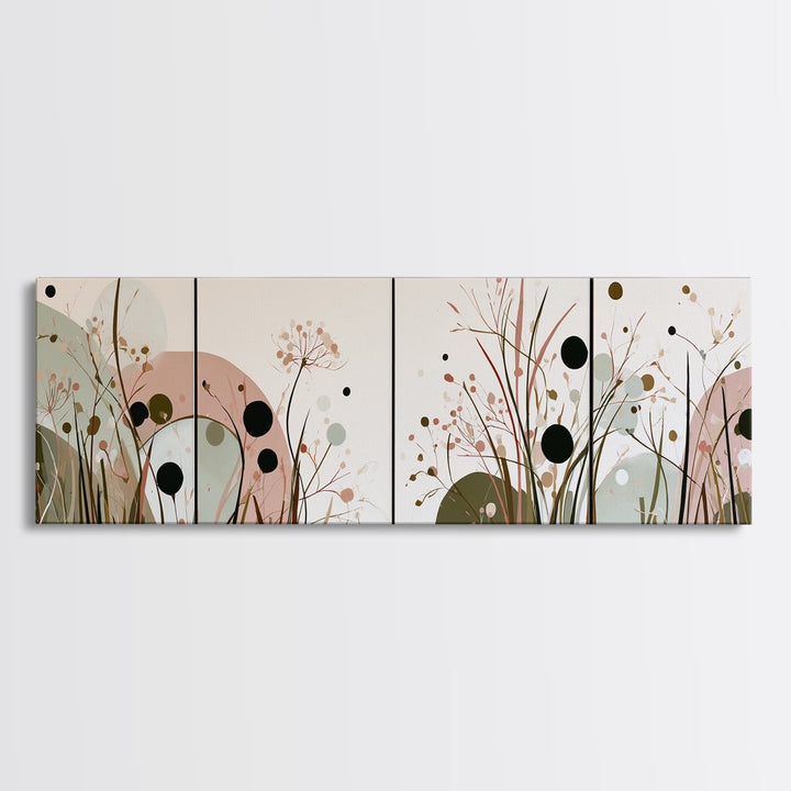 Minimal Meadow Flowers Framed Canvas Print, Scandinavian Art, Living Room Wall Art, Living Room Decor, Fine Art, Nordic, SCA-3x1-74