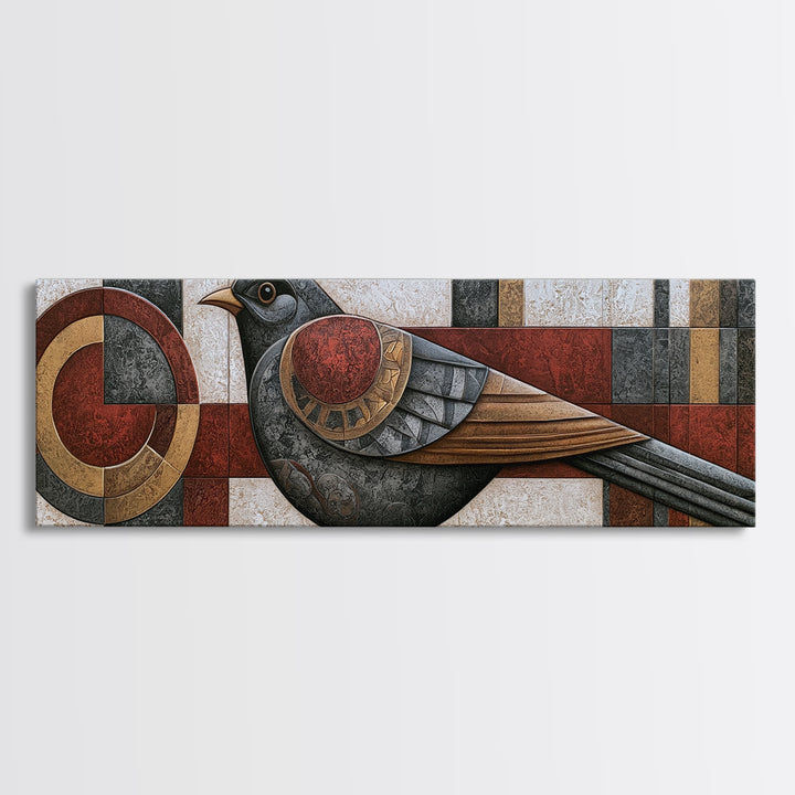 Nordic Folk Bird Canvas Print, Scandinavian Art, Farmhouse Decor, Living Room Decor, Fine Art, Nordic, Gallery Decor, SCA-3x1-75