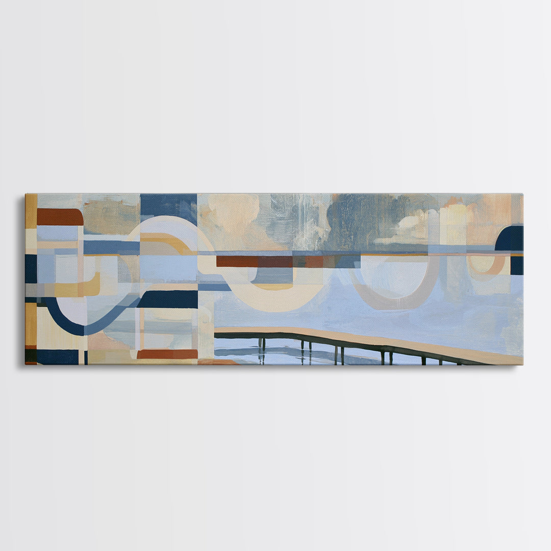 Calm Lake Dock Framed Canvas Print, Scandinavian Art, Living Room Decor, Fine Art, Nordic, Gallery Decor, Neutral Decor, SCA-3x1-79