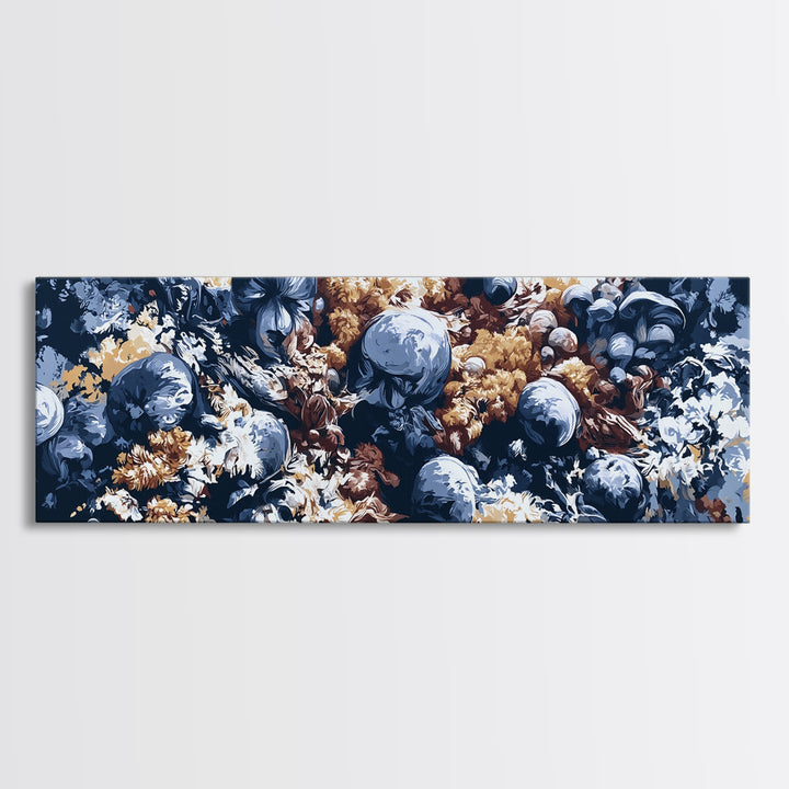 Simple Mushroom and Moss Forest Study Canvas Print, Scandinavian Art, Art, Living Room Decor, Fine Art, Nordic, Abstract Art, SCA-3x1-88