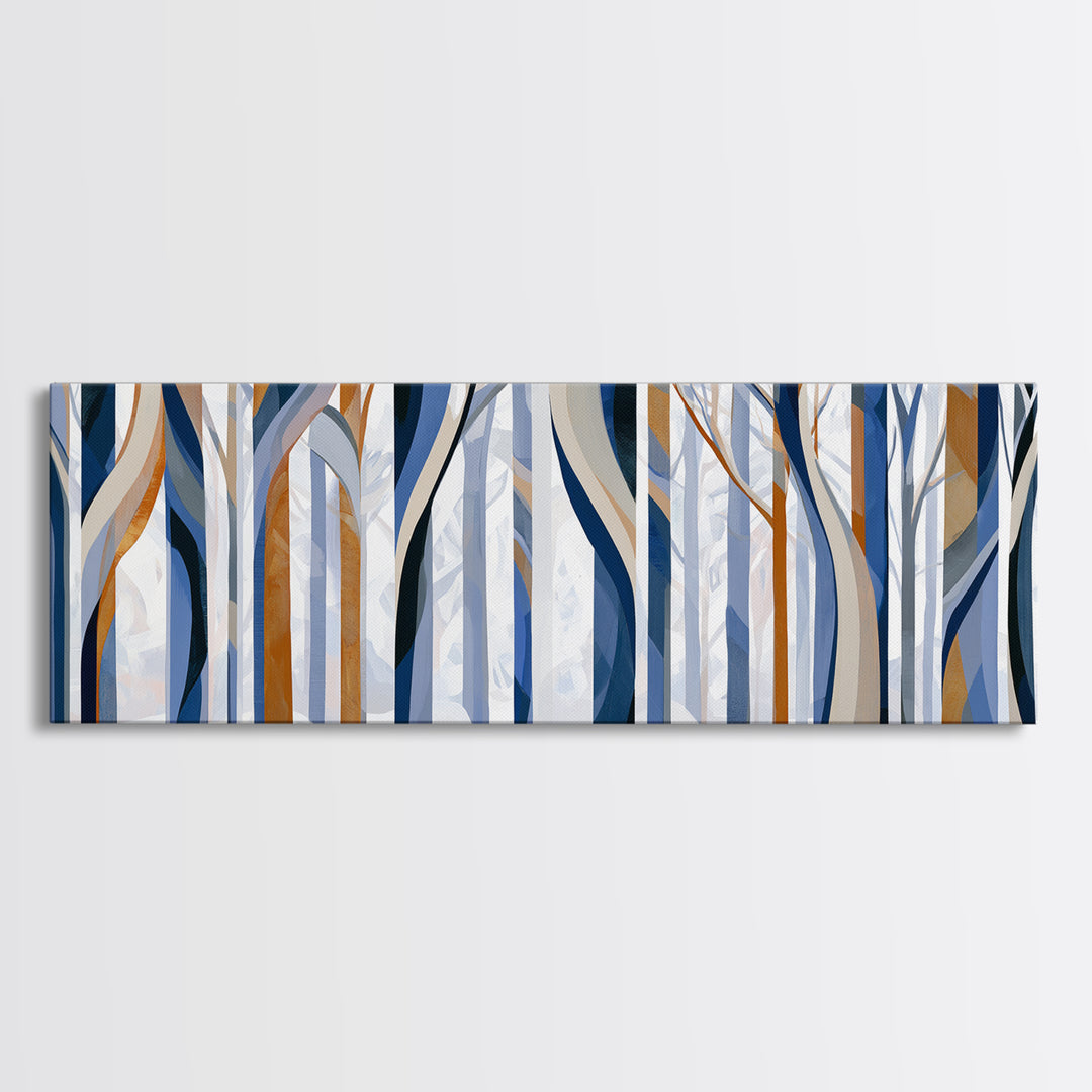 Snowy Nordic Forest Framed Canvas Print, Scandinavian Art, Wall Art, Living Room Decor, Fine Art, Nordic, Large Wall Art, SCA-3x1-89