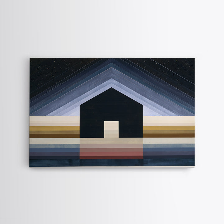 Simple Black House Shape Canvas Print, Scandinavian Art, Art, Living Room Decor, Abstract Art, Nordic, Canvas Art, SCA-3x2-11