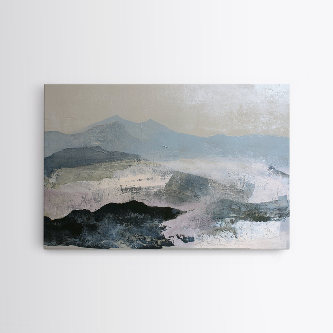 Muted Mountain Layers Canvas Print, Scandinavian Art, Neutral Decor, Living Room Decor, Oil Painting, Nordic, Wall Decor, SCA-3x2-12