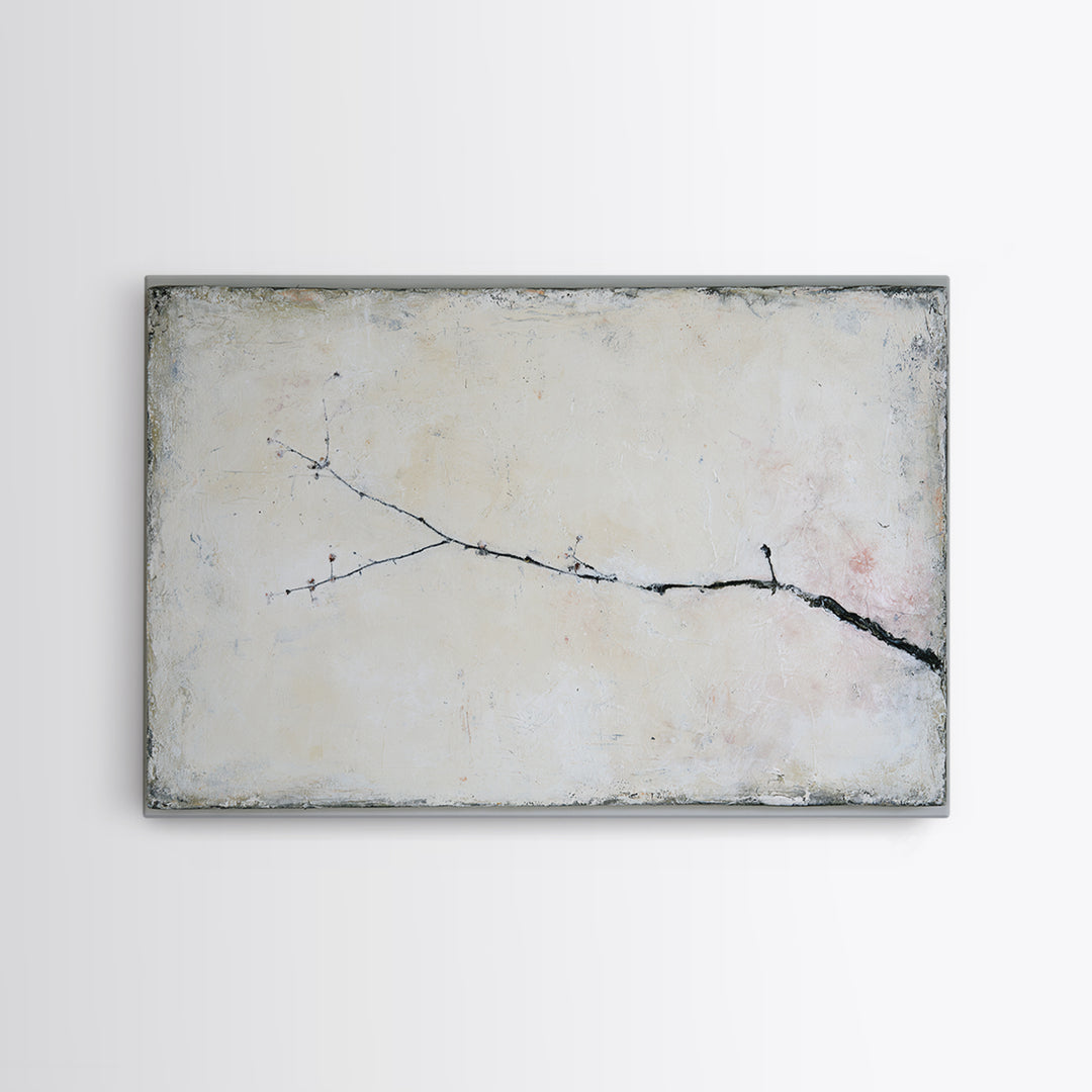 Single Black Branch on Warm White Background Canvas Print, Scandinavian Art, Statement Artwork, Living Room Decor, Nordic, SCA-3x2-24
