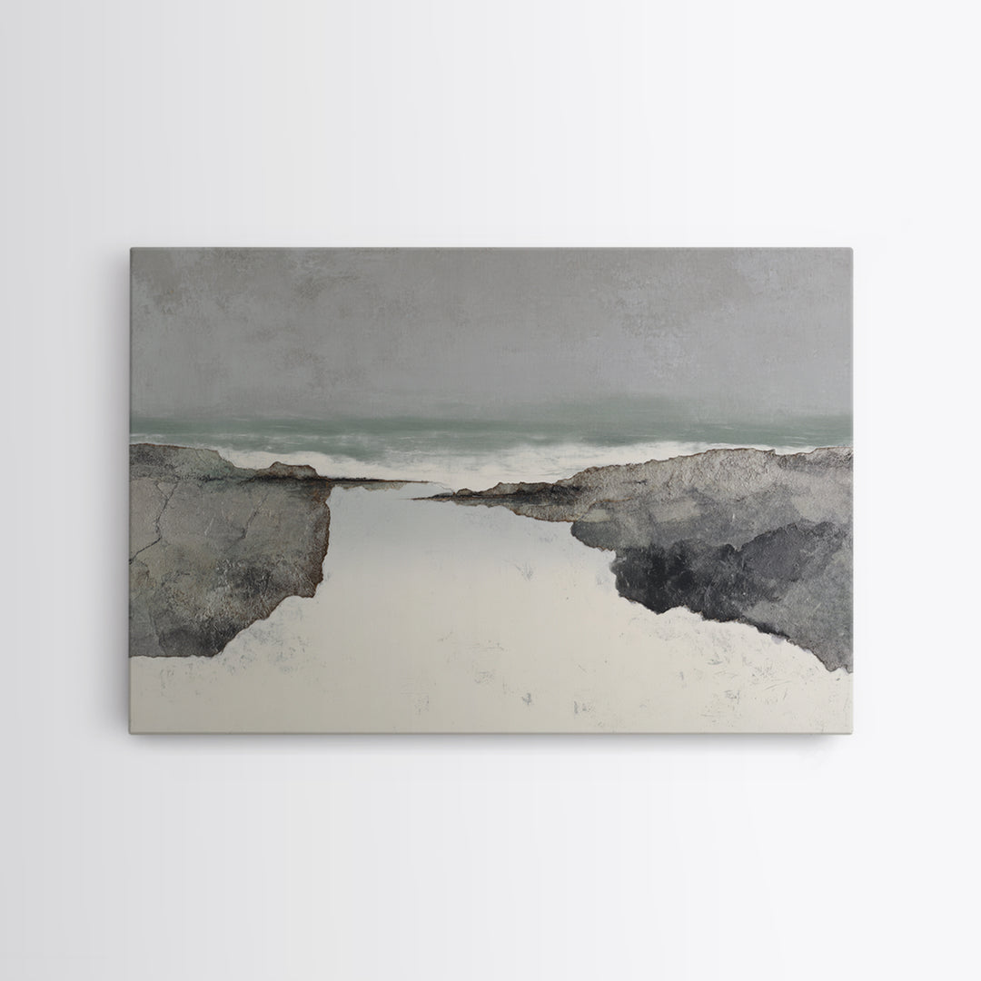 Minimal Fjord Landscape Canvas Print, Scandinavian Art, Floral Wall Art, Living Room Decor, Oil Painting, Nordic, SCA-3x2-30