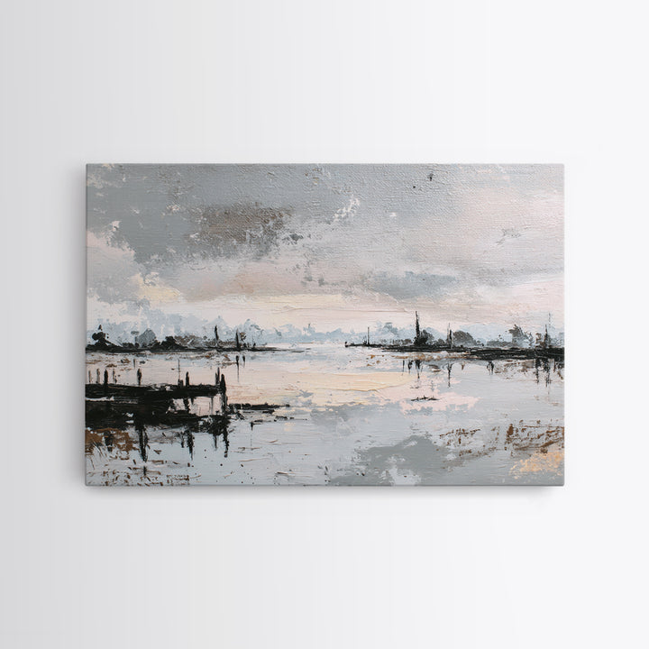 Reindeer Silhouette in Snowy Landscape Canvas Print, Scandinavian Art, Modern Art, Living Room Decor, Fine Art, Nordic, SCA-3x2-34