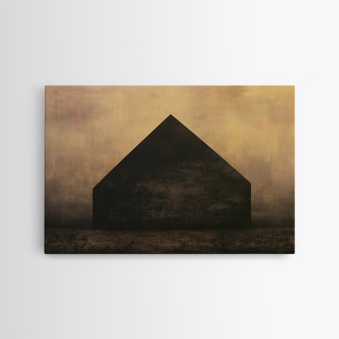 Simple Black House Shape Framed Canvas Print, Scandinavian Art, Mid Century Modern, Living Room Decor, Abstract Art, Nordic, SCA-3x2-35