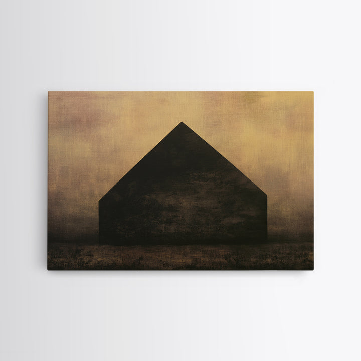 Simple Black House Shape Framed Canvas Print, Scandinavian Art, Mid Century Modern, Living Room Decor, Abstract Art, Nordic, SCA-3x2-35