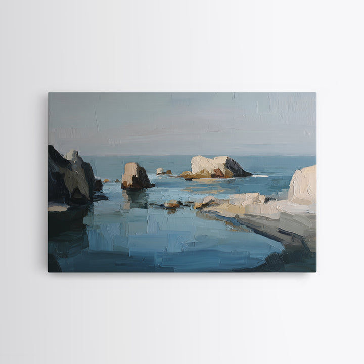Muted Mountain Layers Framed Canvas Print, Scandinavian Art, Room Decor, Living Room Decor, Nordic, Mid Century Modern, SCA-3x2-36
