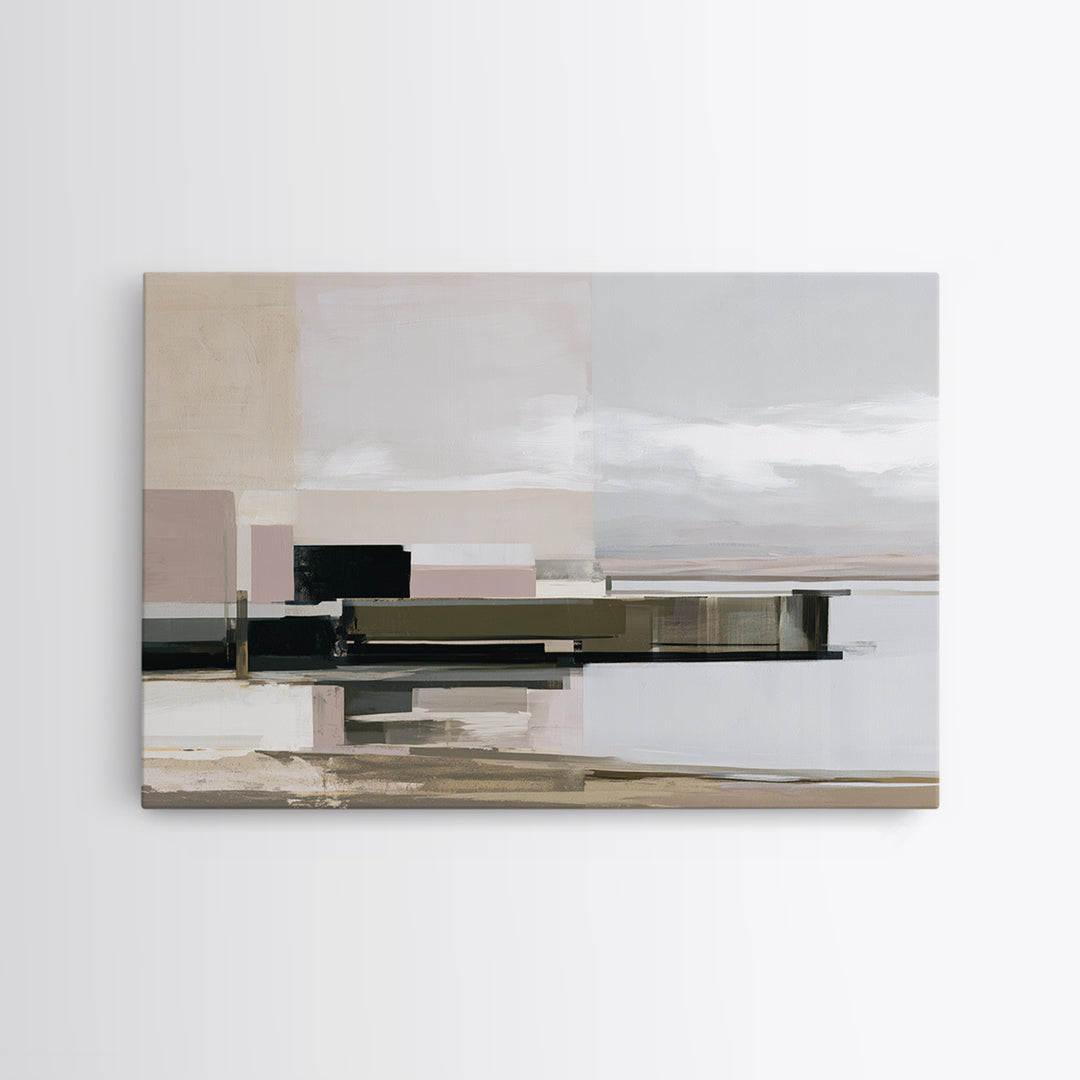 Calm Lake Dock Canvas Print, Scandinavian Art, Original Painting, Living Room Decor, Fine Art, Nordic, Modern Wall Art, SCA-3x2-43