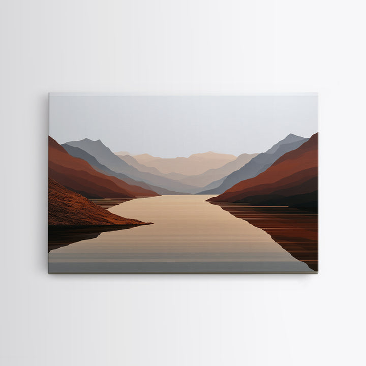 Minimal Fjord Landscape Canvas Print, Scandinavian Art, Floral Wall Art, Living Room Decor, Oil Painting, Nordic, SCA-3x2-54