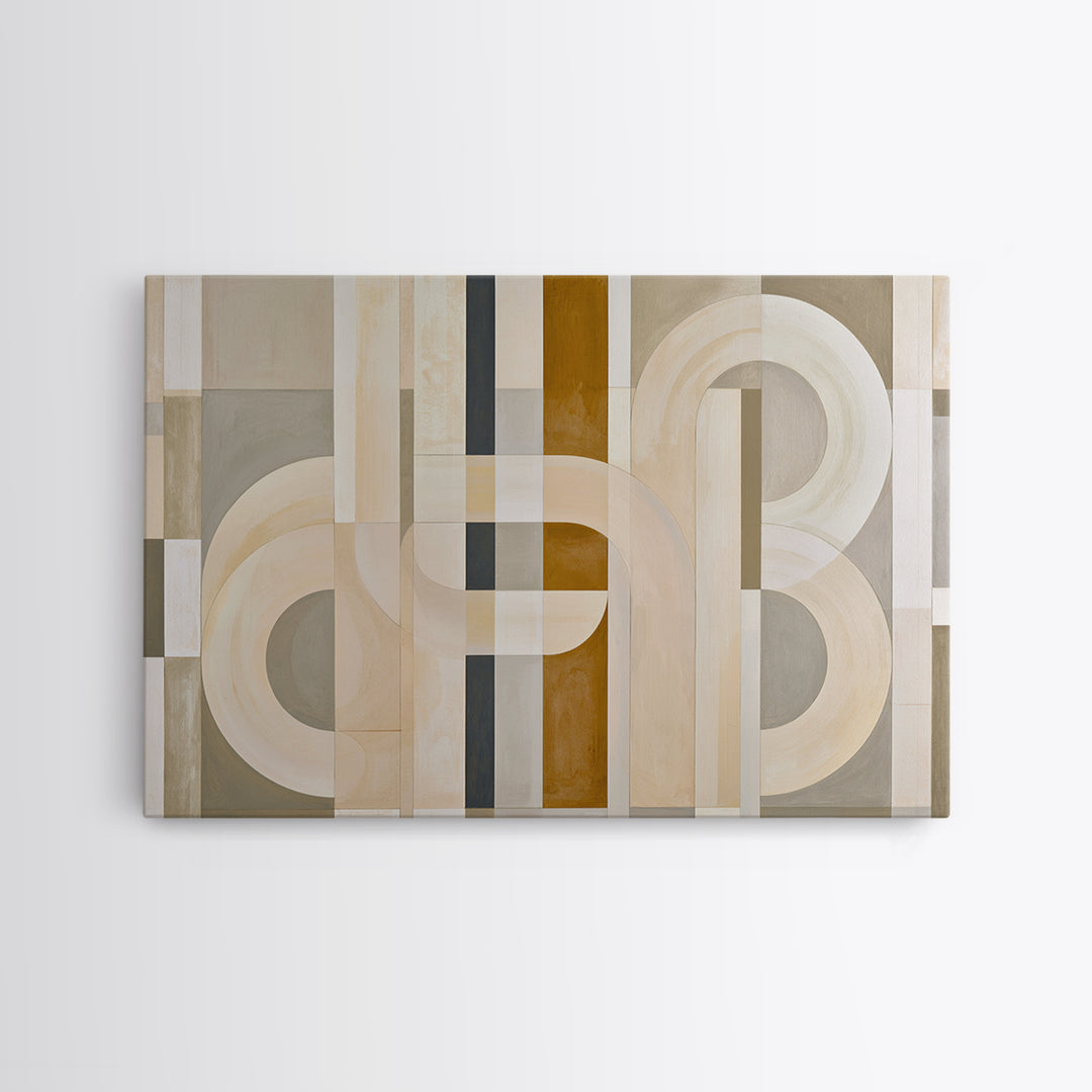 Soft Beige Geometric Abstraction Framed Canvas Print, Scandinavian Art, Living Room Wall Art, Living Room Decor, Abstract Art, SCA-3x2-55