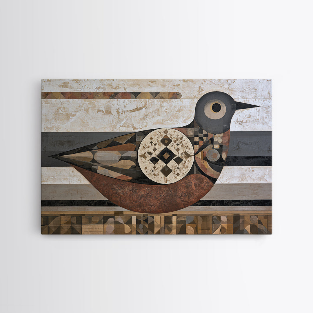 Nordic Folk Bird Framed Canvas Print, Scandinavian Art, Fine Art Print, Living Room Decor, Fine Art, Nordic, Printable, SCA-3x2-63