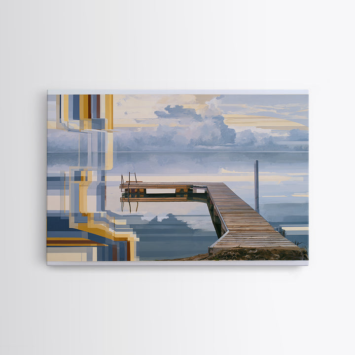 Calm Lake Dock Canvas Print, Scandinavian Art, Wall Art Print, Living Room Decor, Nordic, Fine Art Print, Statement Artwork, SCA-3x2-67