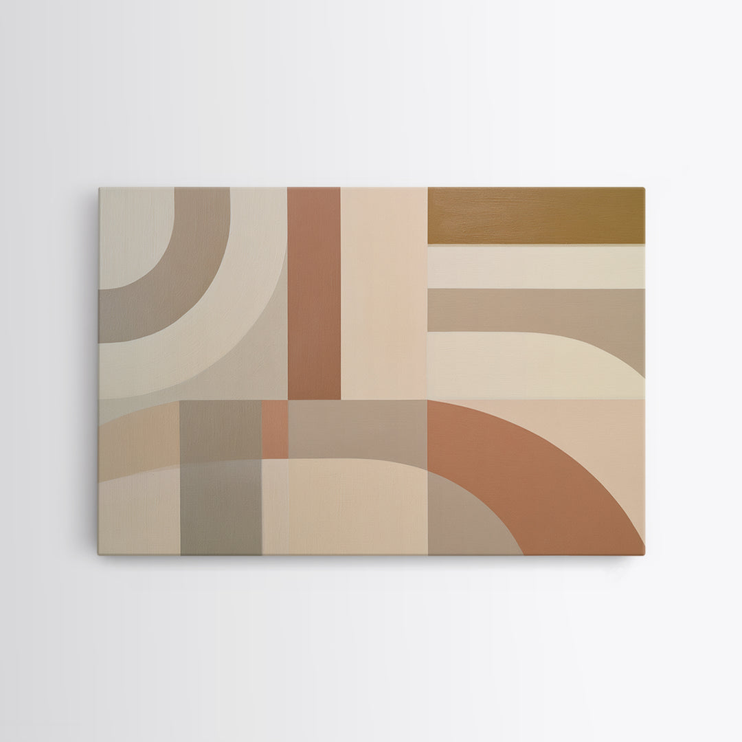 Soft Beige Geometric Abstraction Framed Canvas Print, Scandinavian Art, Modern Wall Art, Living Room Decor, Fine Art, Nordic, SCA-3x2-7